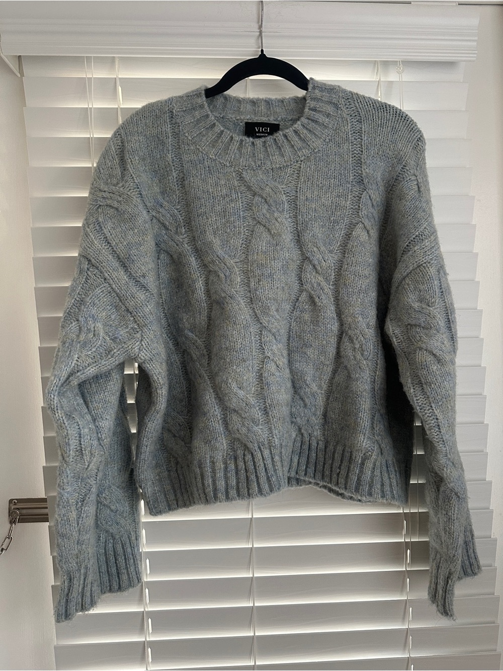 VICI light blue/ tan hue cable knit sweater